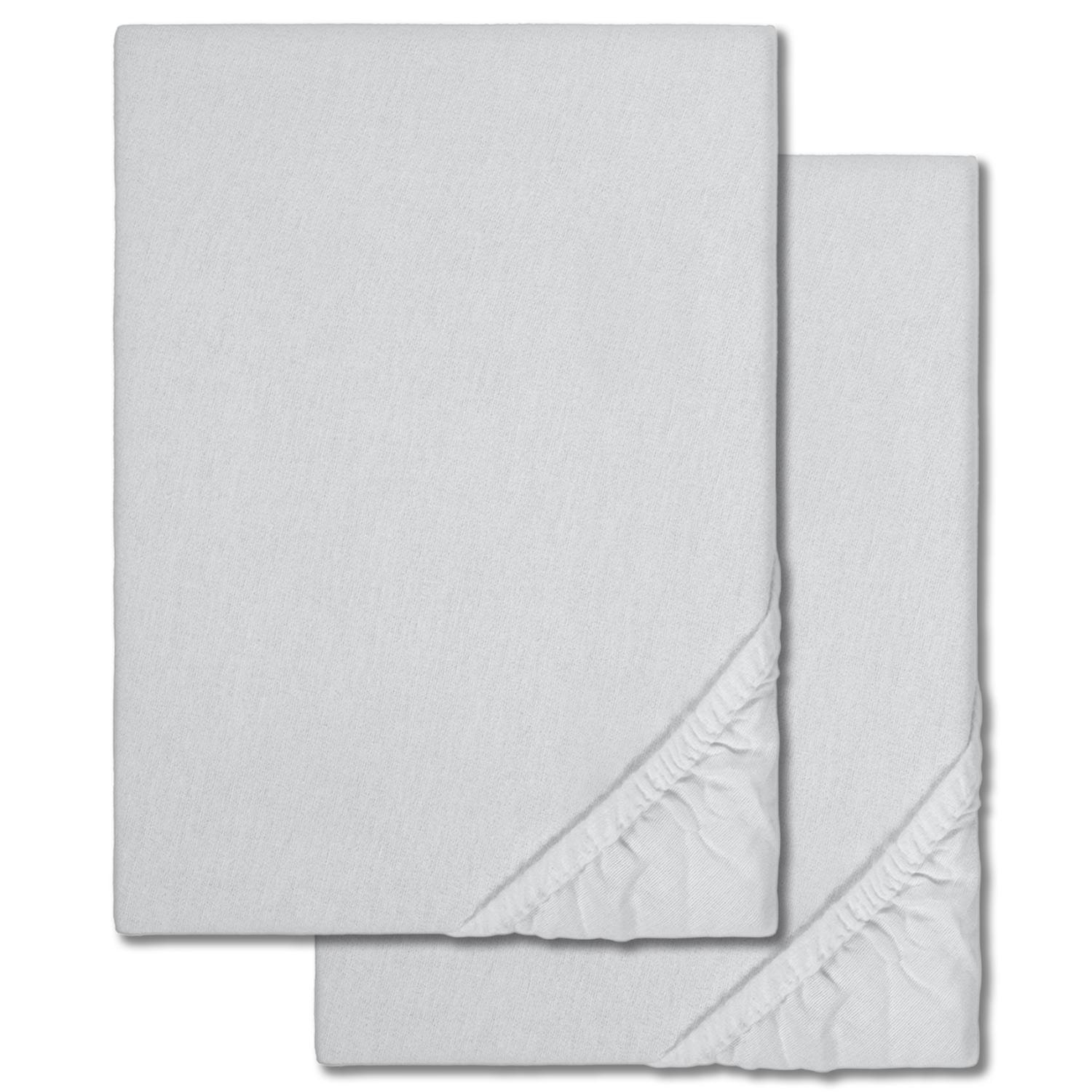 Lot de deux draps-housses peluche d'hiver gris argenté 180 x 190 - 200 x 200 cm