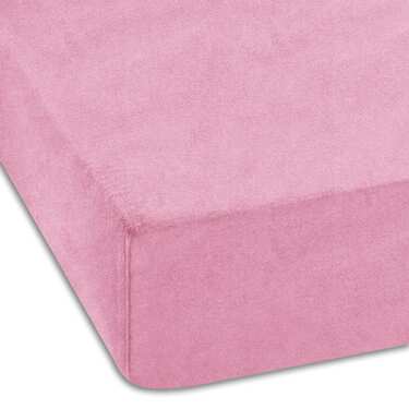 Lot de 4 draps-housses Setex REFIBRA en coton fin, rose, 180 x 200 cm