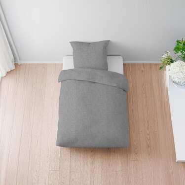 Lot de 2 parures de lit Sleezzz® mousseline grise 155 x 220 cm + 80 x 80 cm