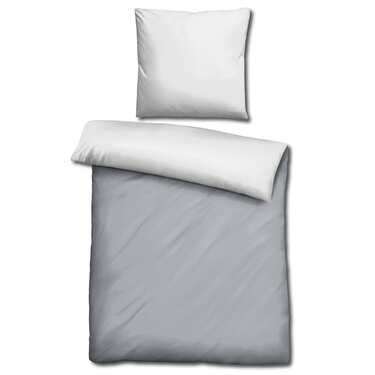 Lot de 2 draps réversibles Sleezzz® Renforcé gris clair/blanc 135 x 200 + 80 x 80 cm