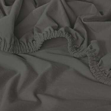 Lot de 4 draps-housses en jersey gris foncé 90 x 190 - 100 x 200 cm 100% coton bio