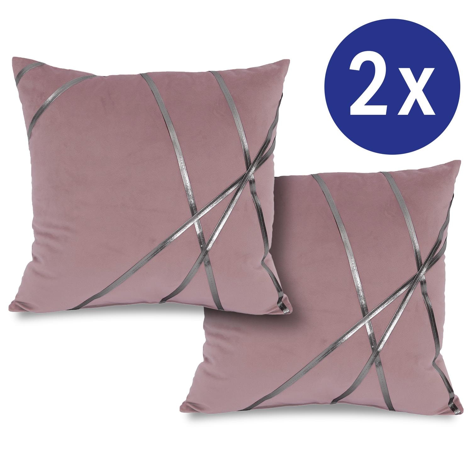 Lot de deux coussins décoratifs roses 45 x 45 cm Lot de deux coussins décoratifs roses 45 x 45 cm