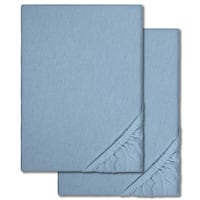 Draps-housses hivernaux bleu 180 x 190 - 200 x 200 cm pack double