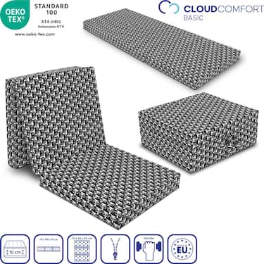 CloudComfort Basic Matelas pliant 70 x 195 cm avec motif de chat, 10 cm d'épaisseur