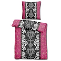 CloudComfort Basic microfibre linge de lit noir/rose 135 x 200 + 80 x 80 cm
