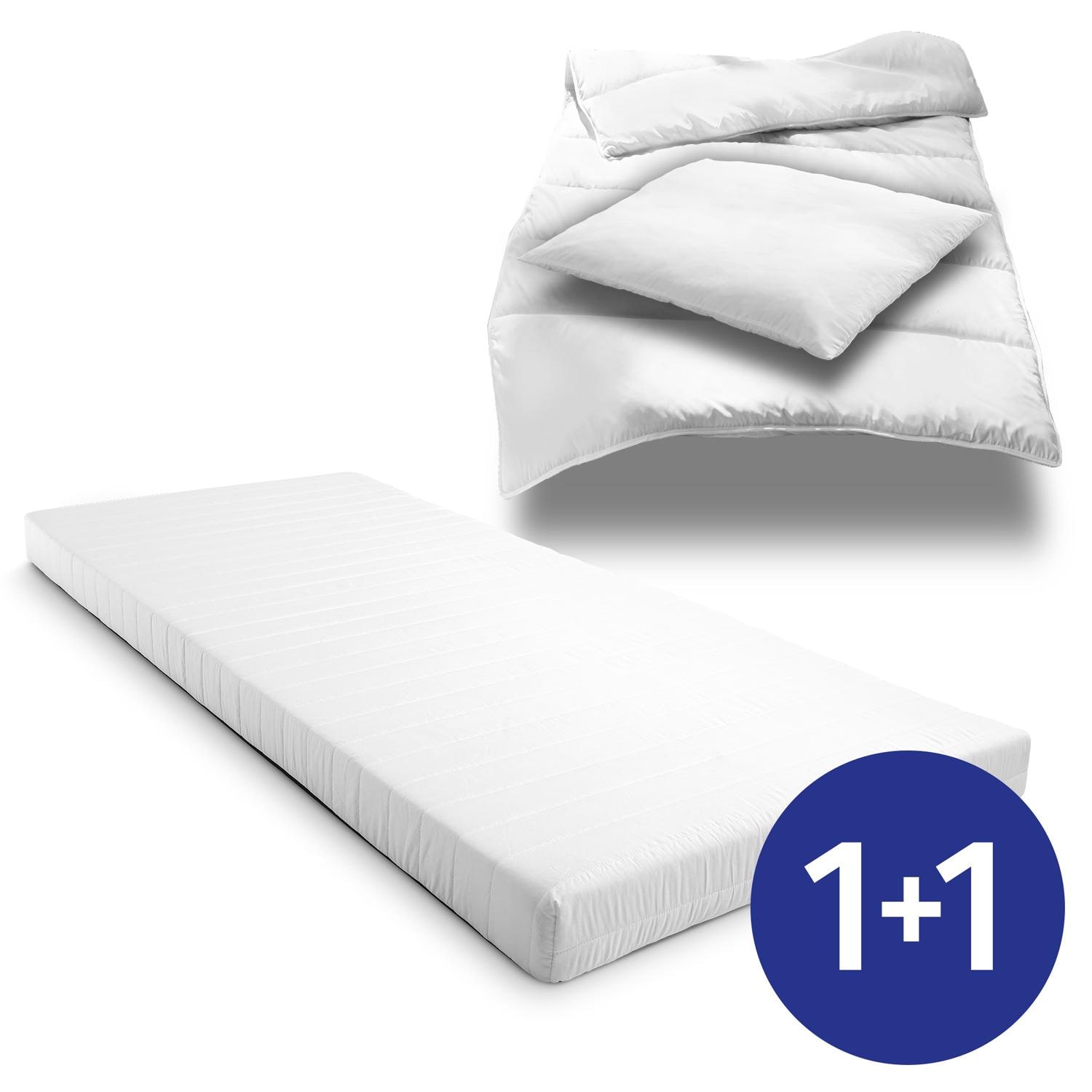 K10 Matelas 90 x 200 cm H3 + CloudComfort Basic Set de lit en microfibre 135 x 200 cm + 80 x 80 cm