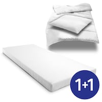 Matelas mousse confort K10 90 x 200 cm, hauteur 10 cm, degré de fermeté H3 + CloudComfort Basic set de lit en microfibre 135 x 200 cm + 80 x 80 cm