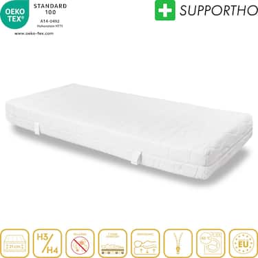 Ergonominen kylmävaahtopatja Supportho Dream 90 x 200 cm, korkeus 18 cm, lujuusaste H3/H4.
