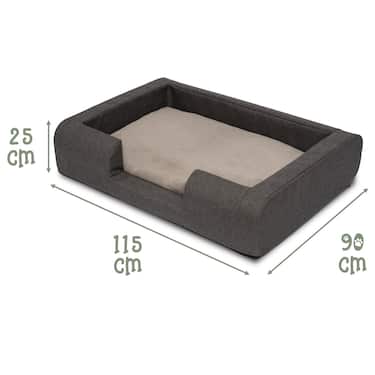Petzzz lit ergonomique pour chien Daisy L 115 x 90 x 25 cm avec coussin intérieur orthopédique