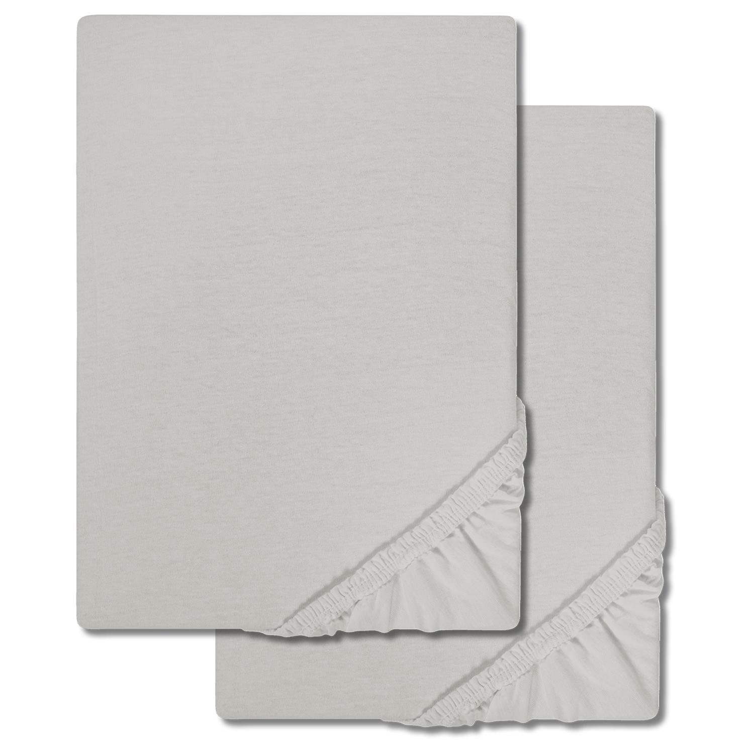 Lot de deux draps-housses Castell en jersey, gris argenté, 90 x 190 - 100 x 200 cm
