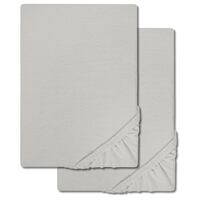 Drap-housse en coton Castell Jersey, gris argenté, 90 x 190 - 100 x 200 cm, lot de deux