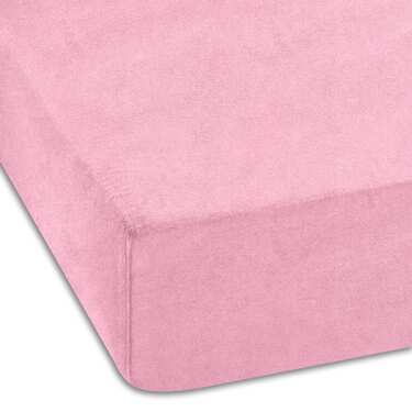 Lot de deux draps-housses en molleton sergé Setex roses 90 x 200 cm