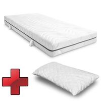 Matelas viscoélastique 7 zones Sleezzz Smart 90 x 200 cm, hauteur 18 cm, degré de fermeté H3 avec mousse à mémoire de forme Air + oreiller CloudComfort Basic gel-flocons 40x80 cm