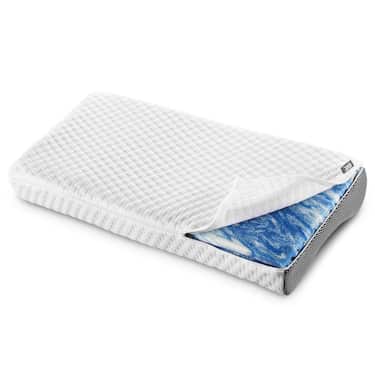 Matelas viscoélastique Sleezzz Premium 90 x 200 cm, hauteur 20 cm, degré de fermeté H2/H3, avec poignées réversibles + oreiller gel Sleezzz® Premium