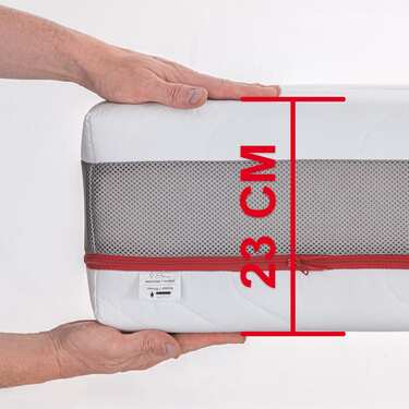 Retour en ligne : matelas à ressorts ensachés 7 zones Sleezzz Premium 180 x 200 cm, hauteur 23 cm, niveau de fermeté H2/H3