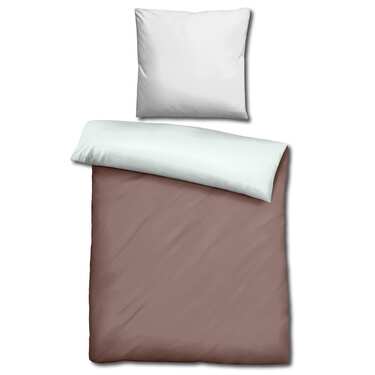 Lot de deux draps en Renforcé Sleezzz® réversibles marron clair/blanc 135 x 200 + 80 x 80 cm