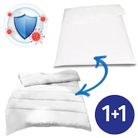 135 x 200 cm couette microfibre toute l'année, poids de remplissage : env. 700 g, extra légère + housse de couette Setex pour personnes allergiques, Encasing avec non-tissé Evolon® 135 x 200 cm