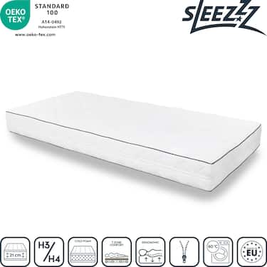 7-vyöhykkeinen Sleezzz Superior -patja 100 x 200 cm, korkeus 21 cm, lujuusaste H3/H4.