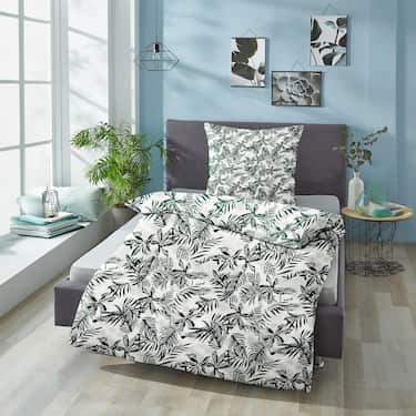 CloudComfort Basic microfibre linge de lit feuilles vertes 135 x 200 + 80 x 80 cm
