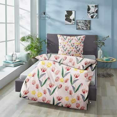 CloudComfort Basic microfibre linge de lit tulipes 135 x 200 + 80 x 80 cm