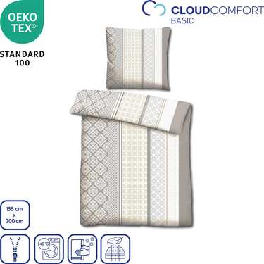 CloudComfort Basic mikrofiber-sängkläder beige 135 x 200 + 80 x 80 cm