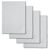 Sengelagen vinterfleece sølvgrå 90 x 190 - 100 x 200 cm i en pakke med 4 stk.