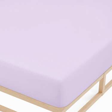 Drap-housse microfibre jersey interlock lilas 90 x 190 - 100 x 200 cm pack double