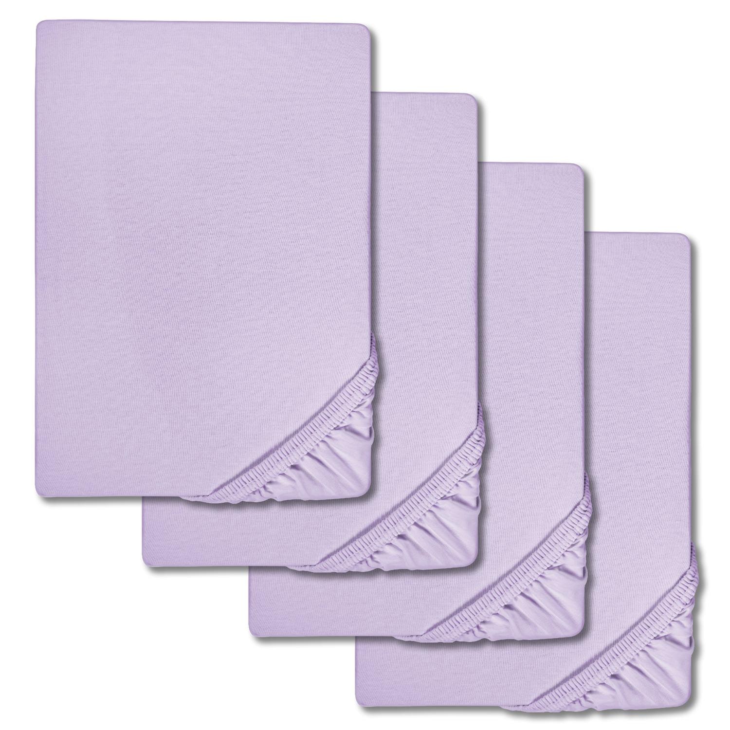 Lot de 4 draps-housses lilas 90 x 190 - 100 x 200 cm Lot de 4 draps-housses lilas 90 x 190 - 100 x 200 cm