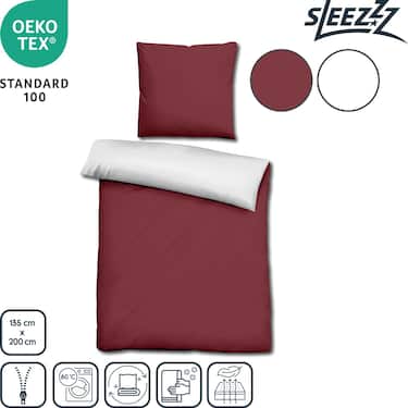 Sleezzz® Renforcé réversible rouge foncé/blanc 135 x 200 + 80 x 80 cm