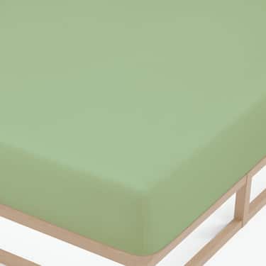 Drap-housse microfibre jersey interlock vert 90 x 190 - 100 x 200 cm