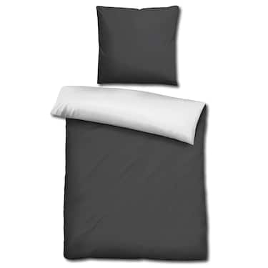 Lot de 2 draps réversibles Sleezzz® Renforcé gris foncé/blanc 135 x 200 + 80 x 80 cm