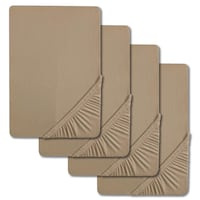 Lot de 4 draps-housses en jersey de coton Castell, couleur taupe, 90 x 190 - 100 x 200 cm