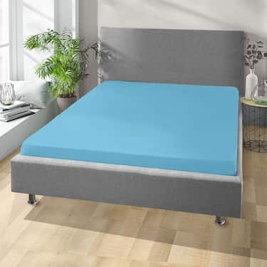 Lot de 4 draps-housses Setex en coton fin, turquoise, 90 x 200 cm