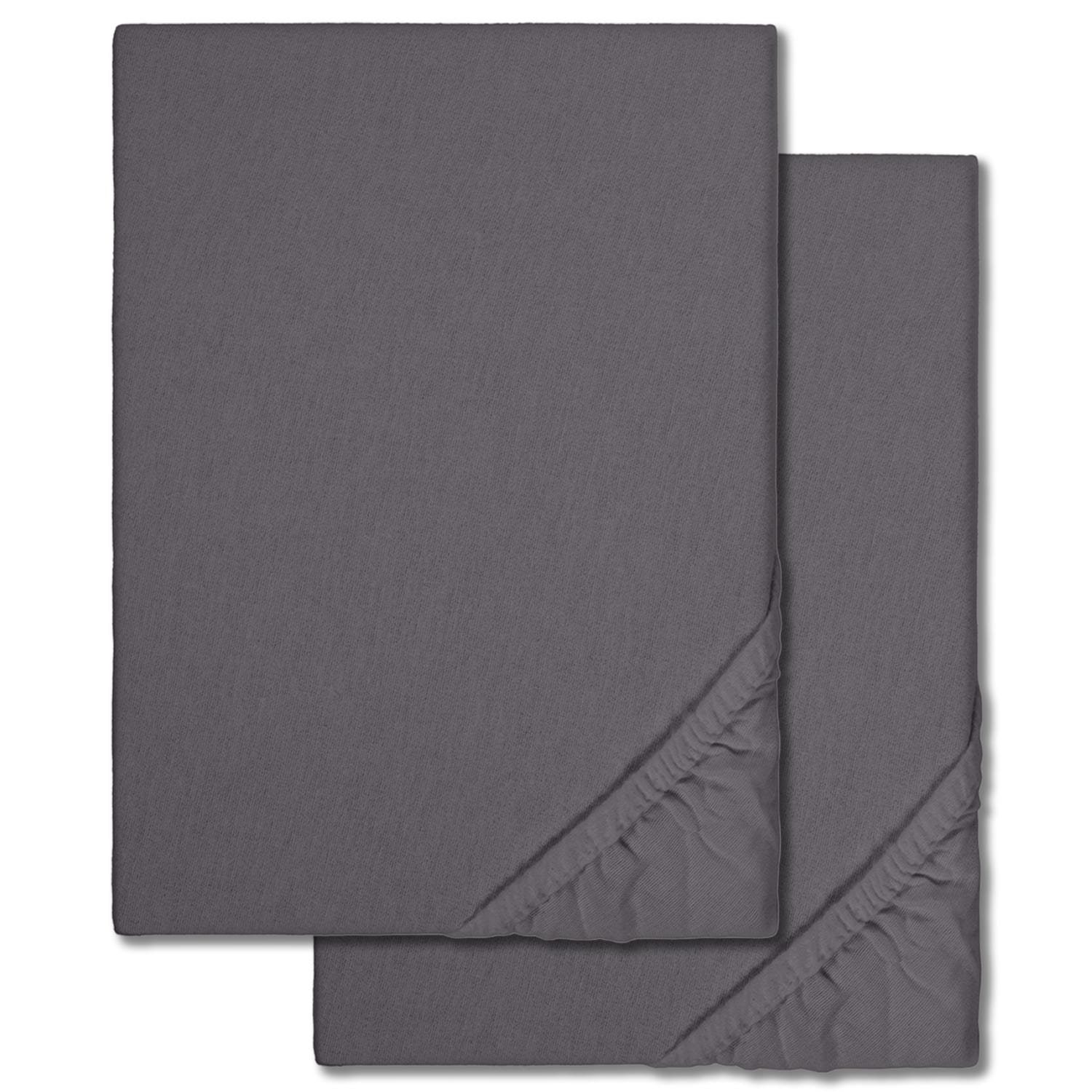 Lot de deux draps-housses en peluche d'hiver anthracite 180x190 - 200x200 cm