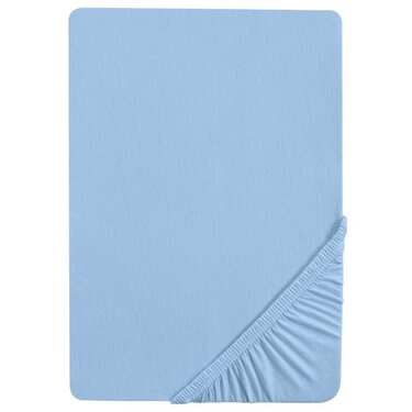 Lot de 4 draps-housses Castell Jersey bleu glacier 90 x 190 - 100 x 200 cm (4 pièces)