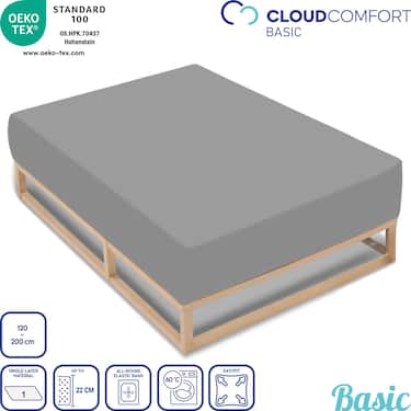 Lot de deux draps-housses CloudComfort Basic Jersey stretch argenté gris 120 x 200 cm (2 pièces)