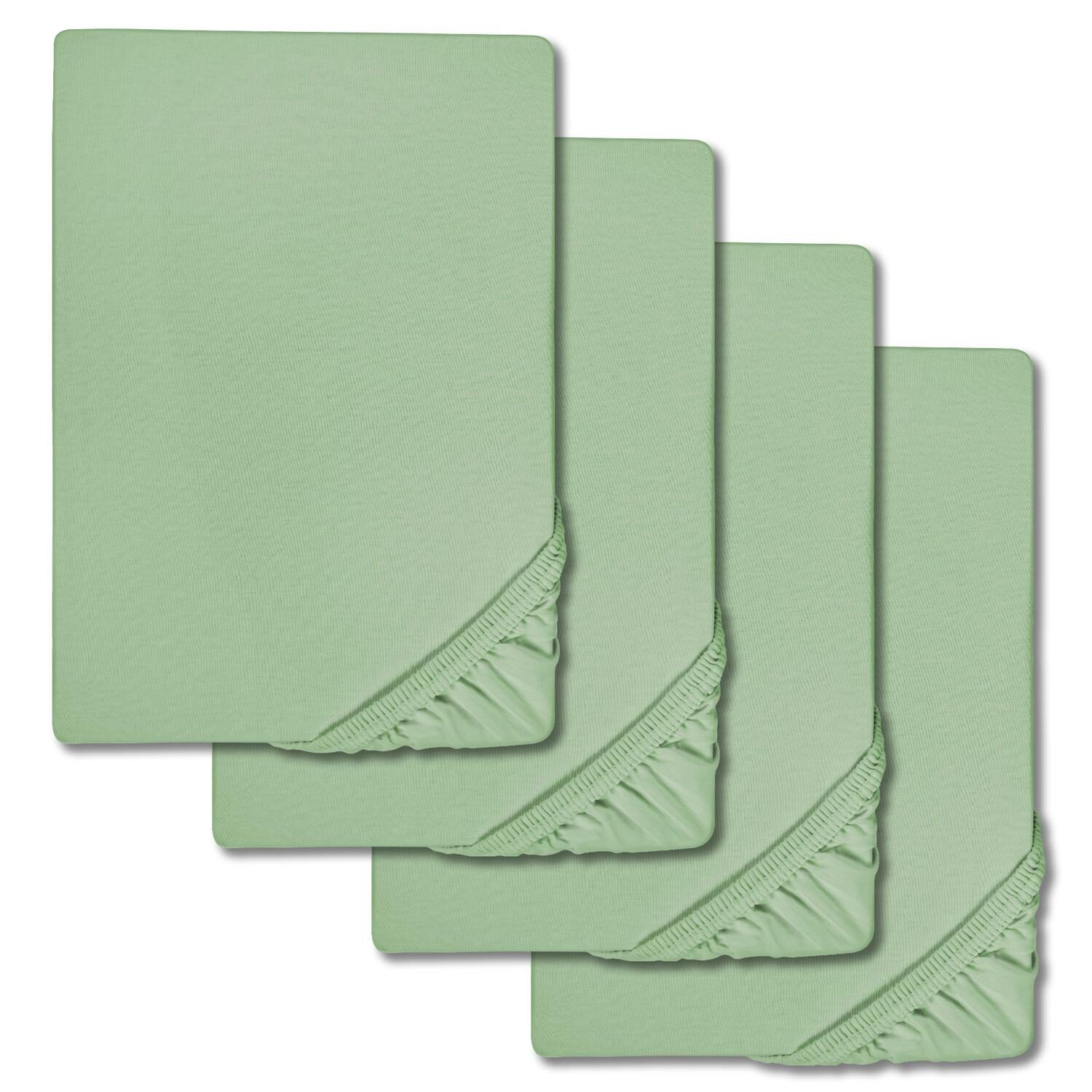 Lot de 4 draps-housses verts 90 x 190 - 100 x 200 cm