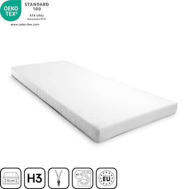 Matelas mousse confort K10 80 x 200 cm, hauteur 10 cm, degré de fermeté H3