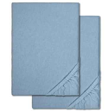 Draps-housses hivernaux bleu 140 x 190 - 160 x 200 cm pack double