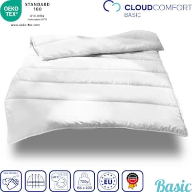 135 x 200 cm couette microfibre toute l'année, poids de remplissage : env. 700 g, extra légère + housse de couette Setex pour personnes allergiques, Encasing avec non-tissé Evolon® 135 x 200 cm