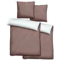 Lot de deux draps en Renforcé Sleezzz® réversibles marron clair/blanc 135 x 200 + 80 x 80 cm