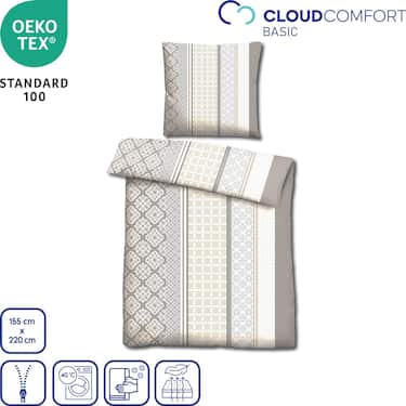 CloudComfort Basic mikrofiber-sängkläder beige 155 x 220 + 80 x 80 cm