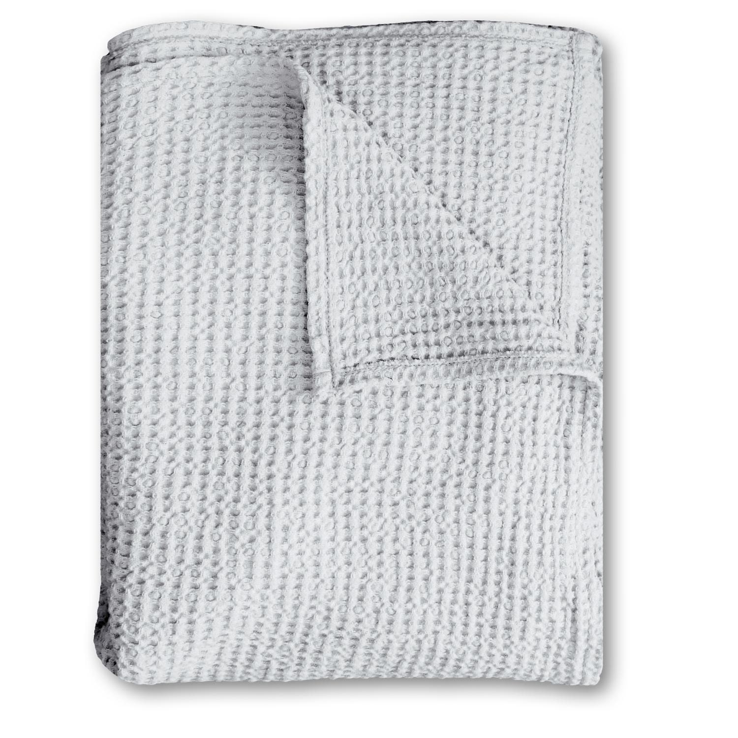 Polycoton piqué gaufré couverture gris clair 140 x 200 cm