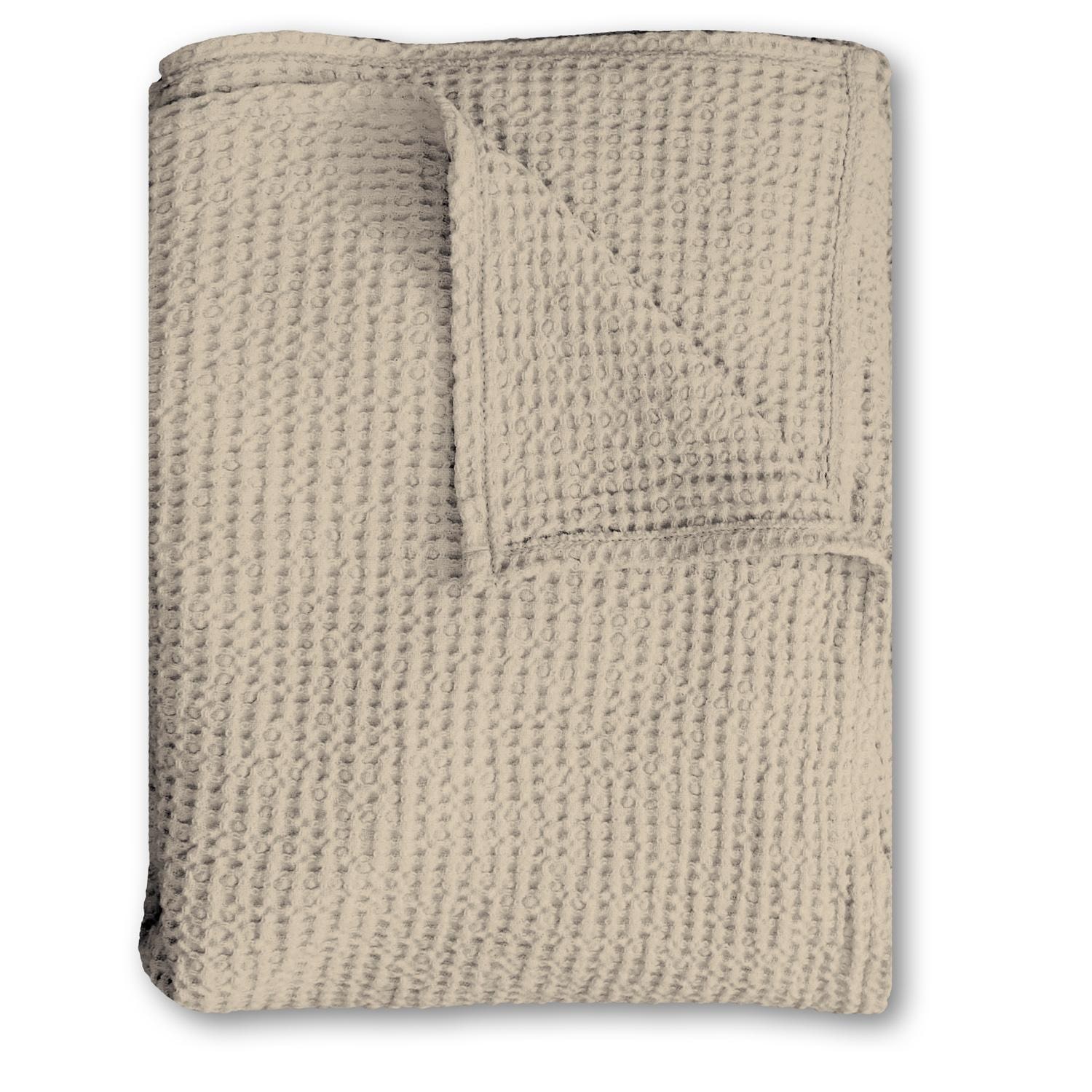 Kokvilnas vafeļu pikē sega bēša 150 x 200 cm