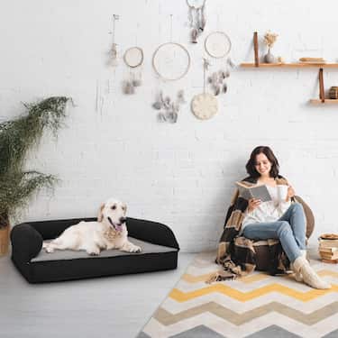 100 x 70 x 27 cm Lit orthopédique pour chien avec dossier taille M