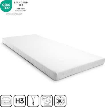 Matelas mousse confort K10 100 x 200 cm, hauteur 10 cm, degré de fermeté H3