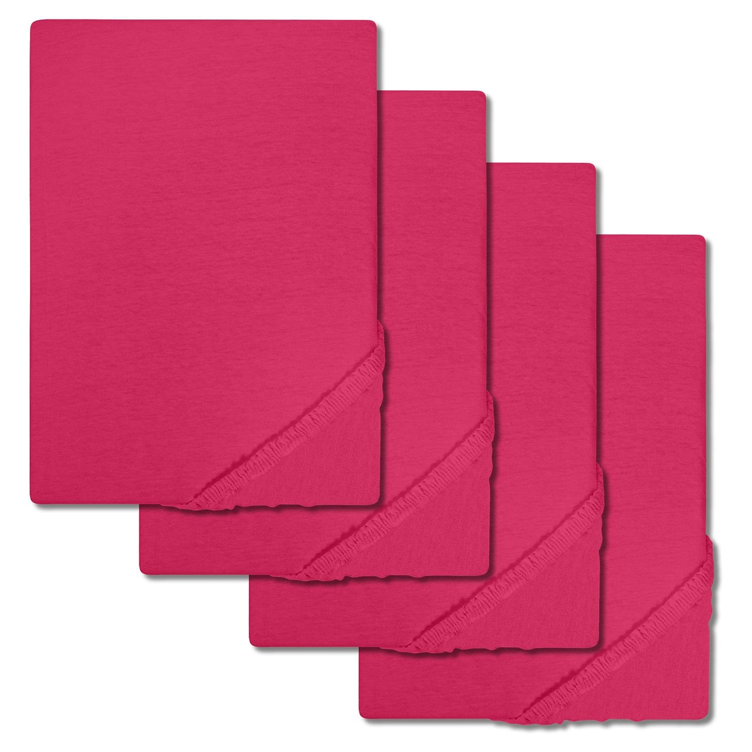 Conjunto de 4 lençóis Setex de fibra fina cor-de-rosa 90 x 200 cm