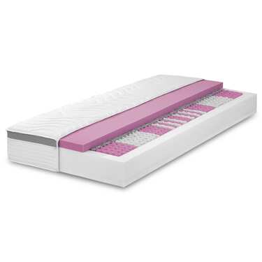 Matelas ergonomique 7 zones à ressorts ensachés Sleezzz Diamond T1000 90 x 200 cm, hauteur 23 cm, degré de fermeté H2/H3, 1000 ressorts/2m² + surmatelas / surmatelas 90 x 200 cm