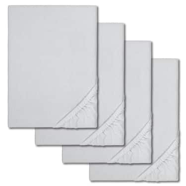 Sengelagen vinterfleece sølvgrå 90 x 190 - 100 x 200 cm i en pakke med 4 stk.