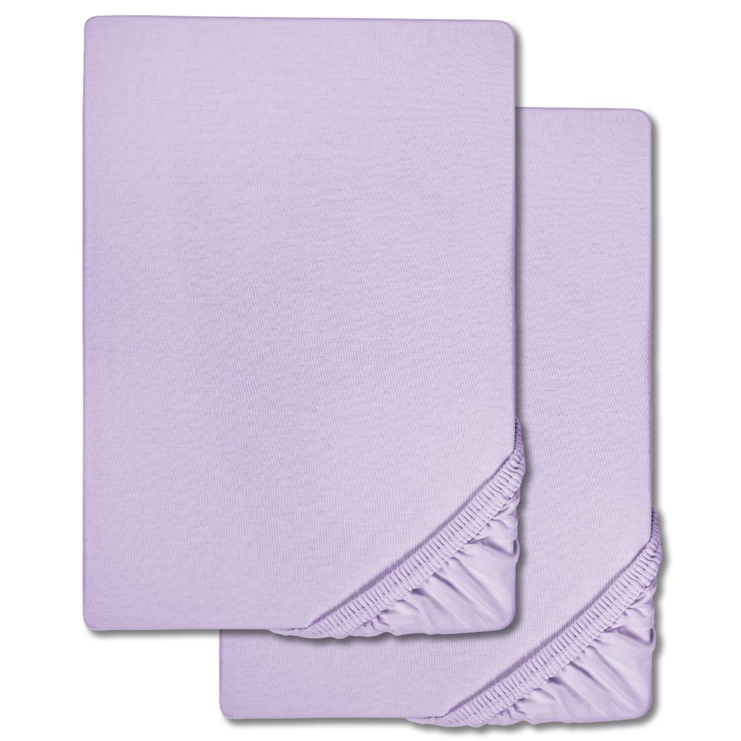 Lot de deux draps-housses lilas 90 x 190 - 100 x 200 cm